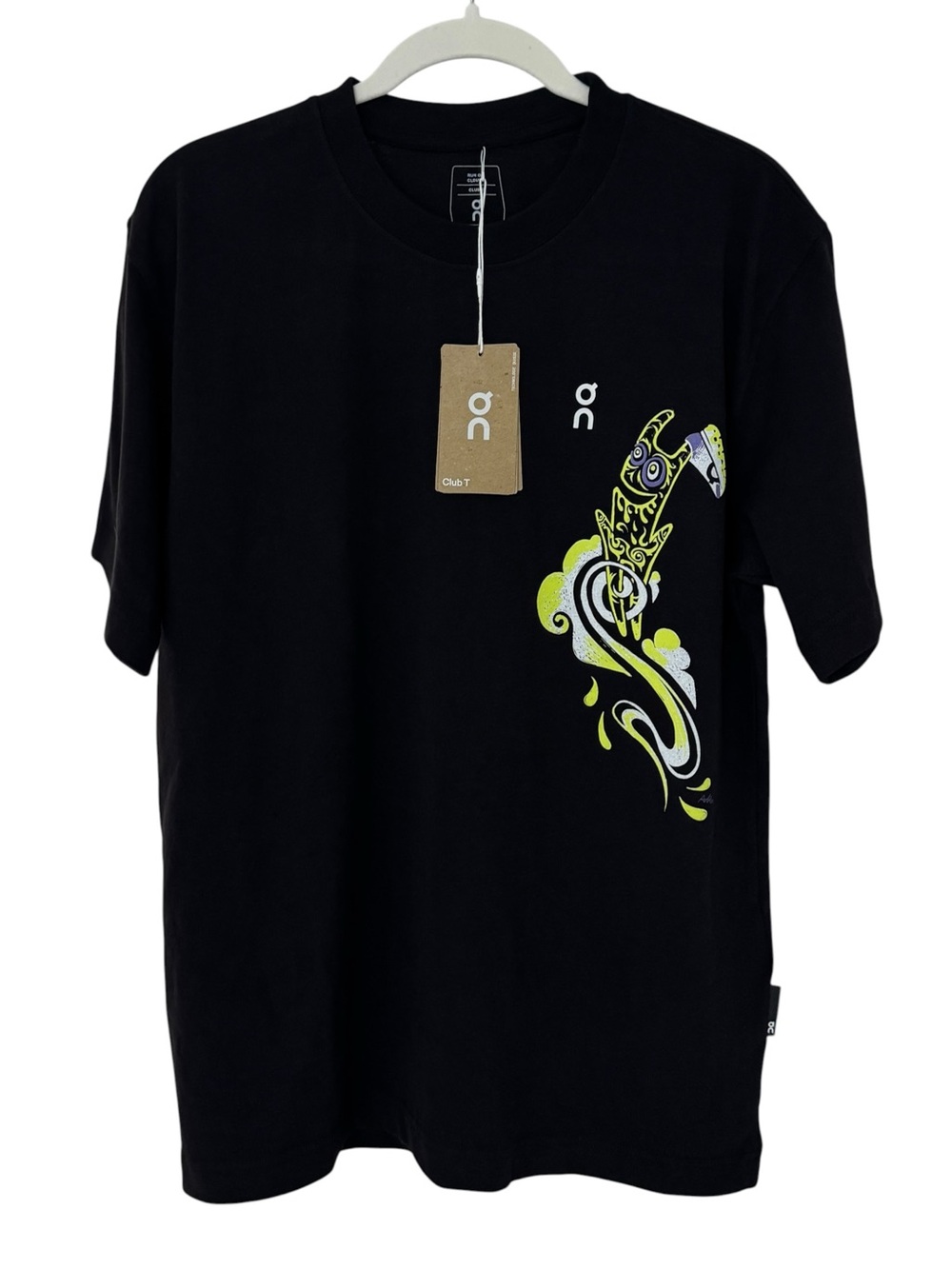 Rare NWT On Running Monster Cloud Club T-Shirt Green Graphic Black Cotton S